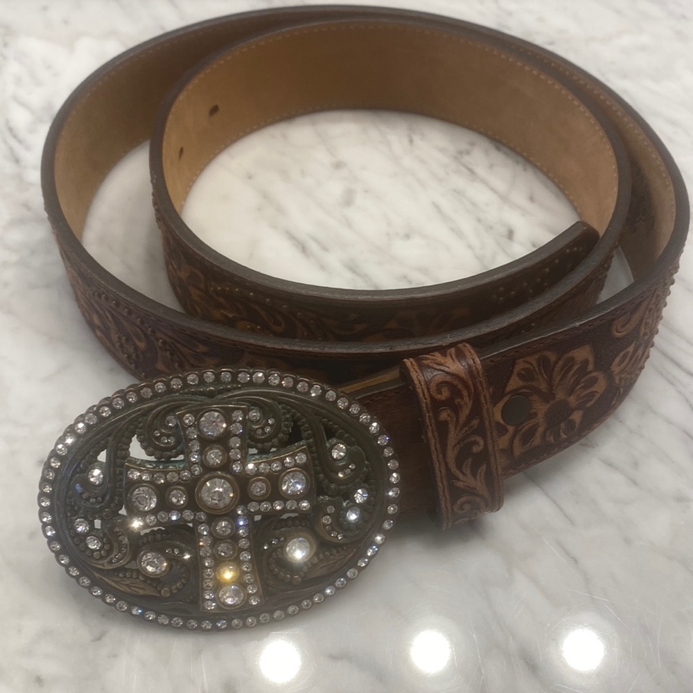 Justin Boots leather belt 125 years C20555 size 38